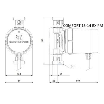 Циркуляційний насос Grundfos Comfort 15-14 BX PM (97916772) купити в інтернет-магазині «Арматура» Київ Україна