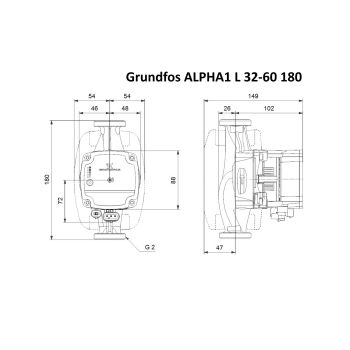 Насос циркуляционный Grundfos ALPHA1 L 32-60 180 (99160590) купить в интернет-магазине «Арматура» Киев Украина