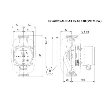 Насос циркуляційний Grundfos ALPHA3 25-40 130 (99371952) купити в інтернет-магазині «Арматура» Київ Україна