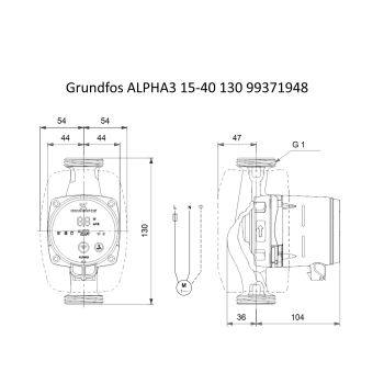 Насос циркуляційний Grundfos ALPHA3 15-40 130 (99371948) купити в інтернет-магазині «Арматура» Київ Україна