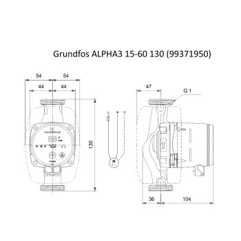 Насос циркуляционный Grundfos ALPHA3 15-60 130 (99371950) купить в интернет-магазине «Арматура» Киев Украина