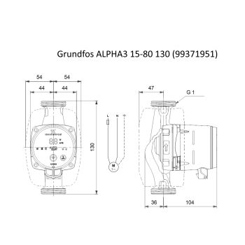 Насос циркуляційний Grundfos ALPHA3 15-80 130 (99371951) купити в інтернет-магазині «Арматура» Київ Україна