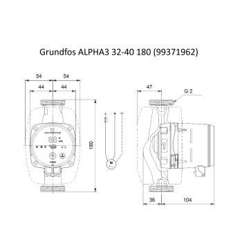 Насос циркуляційний Grundfos ALPHA3 32-40 180 (99371962) купити в інтернет-магазині «Арматура» Київ Україна