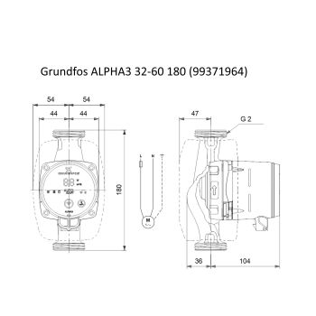 Насос циркуляционный Grundfos ALPHA3 32-60 180 (99371964) купить в интернет-магазине «Арматура» Киев Украина