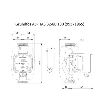 Насос циркуляционный Grundfos ALPHA3 32-80 180 (99371965) купити в інтернет-магазині «Арматура» Київ Україна