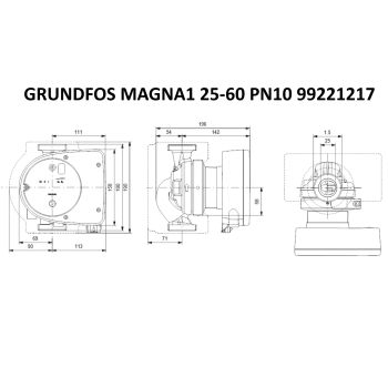 Регульований циркуляційний насос GRUNDFOS MAGNA1 25-60 PN10 99221217 купити в інтернет-магазині «Арматура» Київ Україна