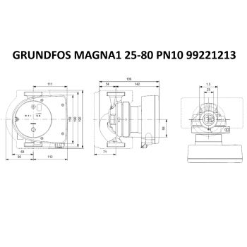 Регульований циркуляційний насос GRUNDFOS MAGNA1 25-80 PN10 99221213 купити в інтернет-магазині «Арматура» Київ Україна