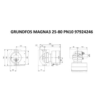 Регульований циркуляційний насос GRUNDFOS MAGNA3 25-80 PN10 97924246 купити в інтернет-магазині «Арматура» Київ Україна