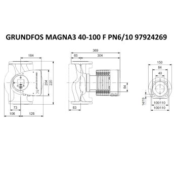 Регульований циркуляційний насос GRUNDFOS MAGNA3 40-100 F PN6/10 97924269 купити в інтернет-магазині «Арматура» Київ Україна