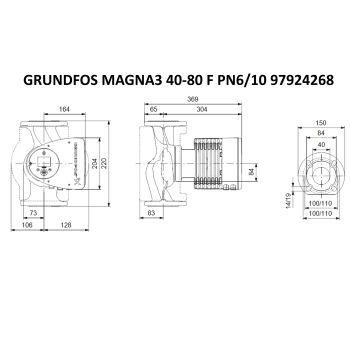 Регульований циркуляційний насос GRUNDFOS MAGNA3 40-80 F PN6/10 97924268 купити в інтернет-магазині «Арматура» Київ Україна