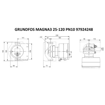 Регулируемый циркуляционный насос GRUNDFOS MAGNA3 25-120 PN10 97924248 купить в интернет-магазине «Арматура» Киев Украина