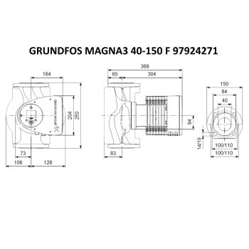 Регульований циркуляційний насос GRUNDFOS MAGNA3 40-150 F 97924271 купити в інтернет-магазині «Арматура» Київ Україна