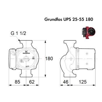 Циркуляционный насос Grundfos UPS 25-55 180 (95906404) купить в интернет-магазине «Арматура» Киев Украина
