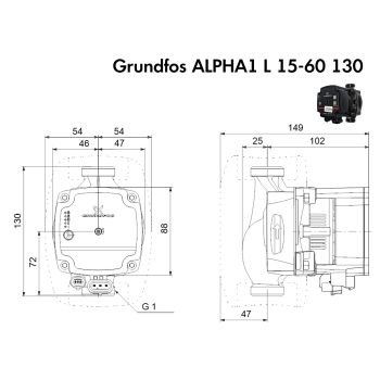 Насос циркуляционный Grundfos ALPHA1 L 15-60 130 (99160574) купить в интернет-магазине «Арматура» Киев Украина