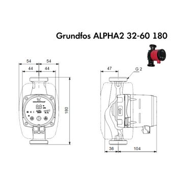 Циркуляційний насос Grundfos ALPHA2 32-60 180 99411221 купити в інтернет-магазині «Арматура» Київ Україна