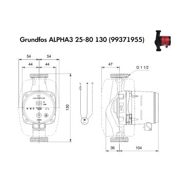 Насос циркуляционный Grundfos ALPHA3 25-80 130 (99371955) купить в интернет-магазине «Арматура» Киев Украина