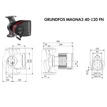Регулируемый циркуляционный насос GRUNDFOS MAGNA3 40-120 FN 97924351 купить в интернет-магазине «Арматура» Киев Украина