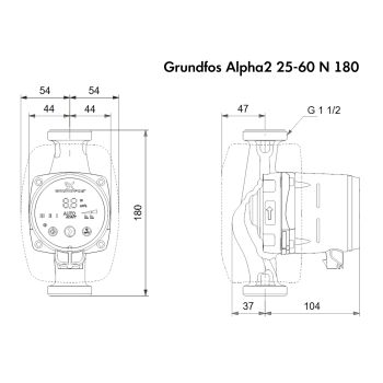 Циркуляційний насос Grundfos Alpha2 25-60 N 180 (99411424) купити в інтернет-магазині «Арматура» Київ Україна