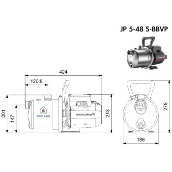 Поверхневий насос Grundfos JP 5-48 S-BBVP (99458769) купити в інтернет-магазині «Арматура» Київ Україна