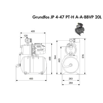 Насосная станция Grundfos JP 4-47 PT-H A-A-BBVP 20L (99463875) купить в интернет-магазине «Арматура» Киев Украина