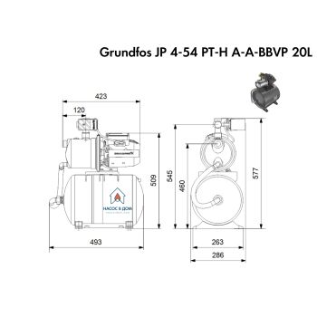 Насосна станція Grundfos JP 4-54 PT-H A-A-BBVP 20L (99463876) купити в інтернет-магазині «Арматура» Київ Україна