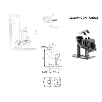 Надводна автоматична муфта трубна DN 40 Grundfos 96076063 купити в інтернет-магазині «Арматура» Київ Україна