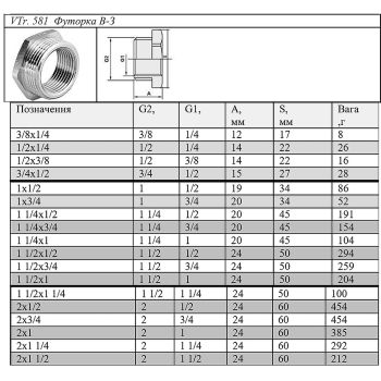 VTr.581.N.0804 Перехідник (футорка) ЗВ 1 1/2' х 1/2' Valtec купити в інтернет-магазині «Арматура» Київ Україна