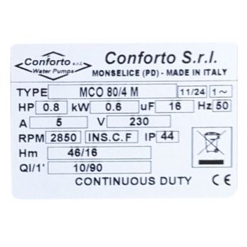 Багатоступінчастий самовсмоктуючий насос Conforto MCO 80/4 M