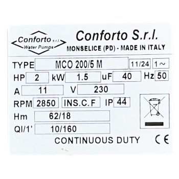 Багатоступінчастий самовсмоктуючий насос Conforto MCO 200/5 M