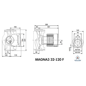 Регулируемый циркуляционный насос GRUNDFOS MAGNA3 32-120 F 97924259 купить в интернет-магазине «Арматура» Киев Украина