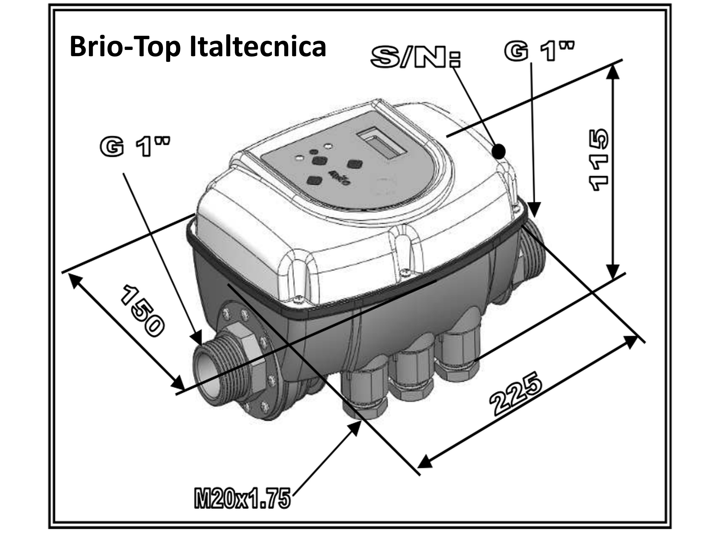 габариты реле давления Brio TOP 