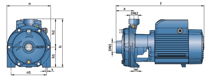 Габаритный чертеж насоса Pedrollo 2CP 40/180A