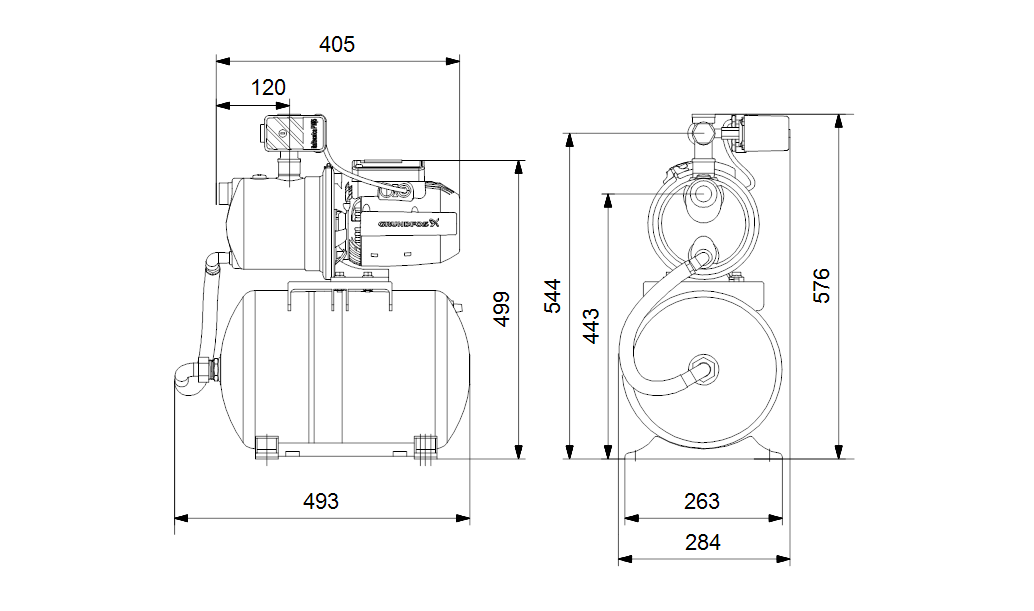  Габарити насосної станції Grundfos JP 3-42 S- BBVP 